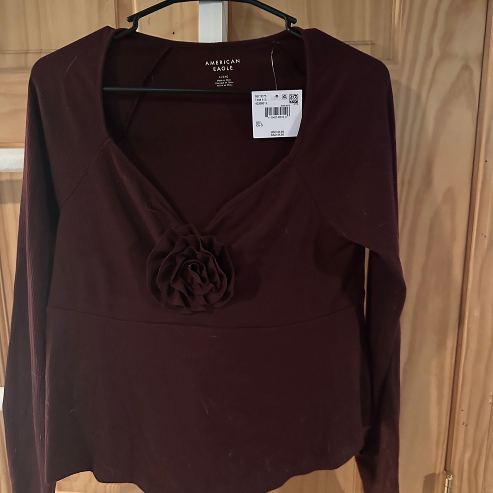 American Eagle Outfitters Deep Burgundy Blouse